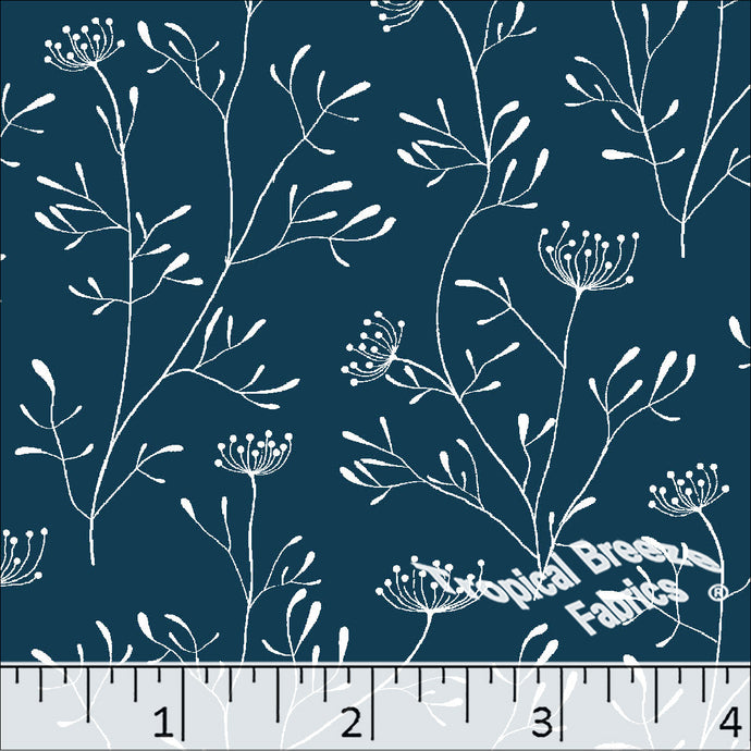 Standard Weave Botanical Poly Cotton Fabric 6044 mallard
