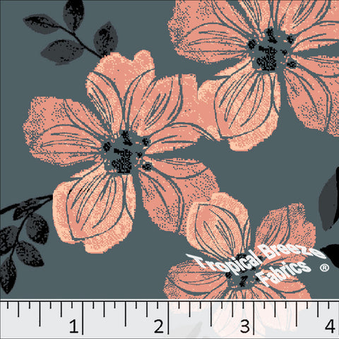 mallard, Standard Weave Large Floral Poly Cotton Fabric 6345