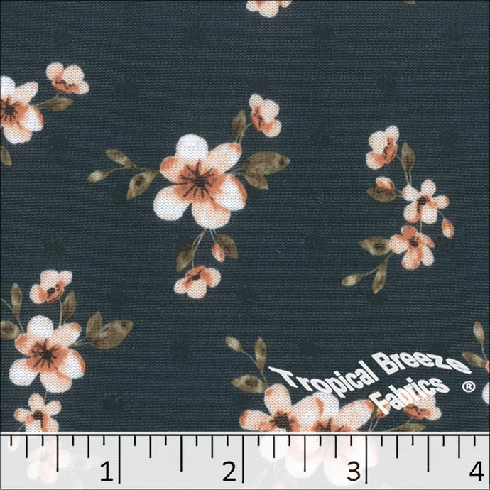 mallard, Swiss Dot Floral Print Polyester Fabric 32348