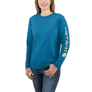 Women's Long Sleeve Logo Sleeve Graphic Tee 103401-H71 Marine Blue