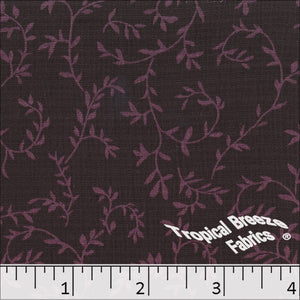 Linen Crepe Leaf Swirl Print Polyester Fabric 048415 maroon