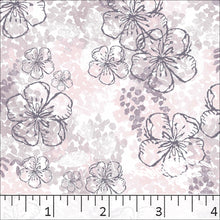 Large Floral Print Poly Cotton Dress Fabric Mauve
