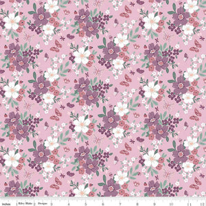 Buds and Butterflies Collection Floral Cotton Fabric C15350 mauve