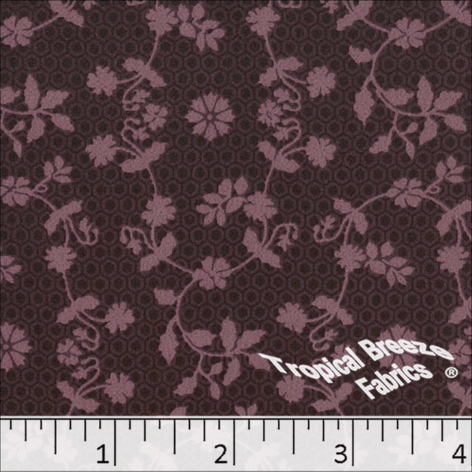 Mauve, Koshibo Floral Print Polyester Fabric 048510