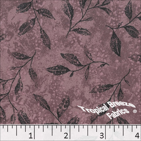 mauve, Koshibo Leaf Print Polyester Fabric 048531