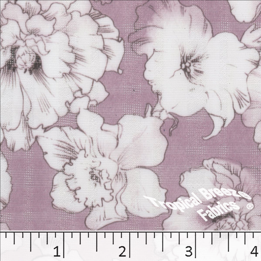Poly Rayon Large Floral Print Fabric 04430 mauve