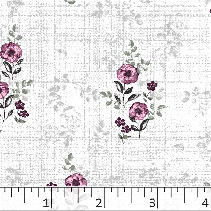 Standard Weave Floral Print Poly Cotton Fabric 6014 mauve