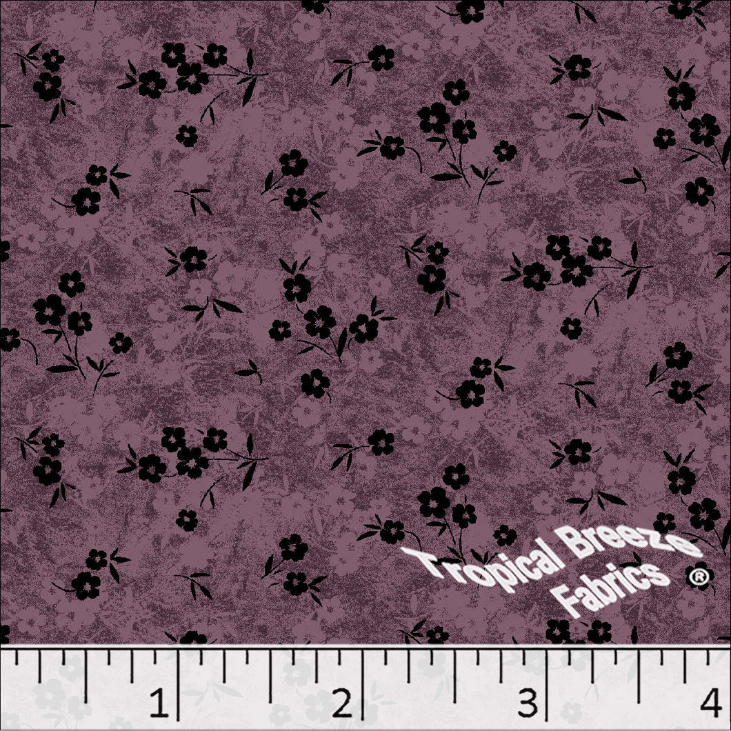 Standard Weave Floral Print Poly Cotton Fabric 6038 mauve