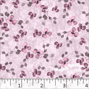 Mauve, Standard Weave Floral Print Poly Cotton Fabric 6191
