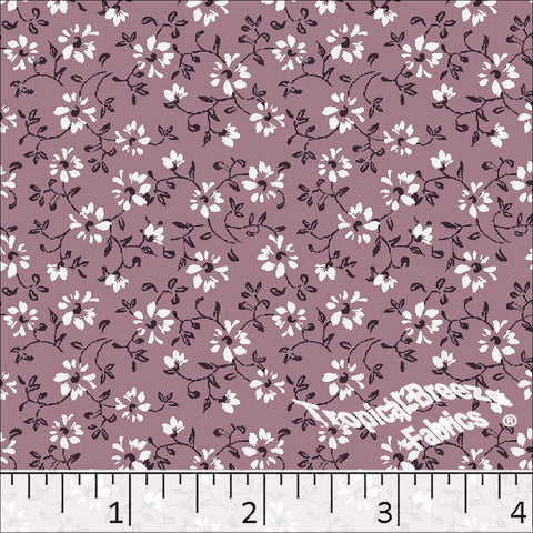 mauve, Standard Weave Floral Print Poly Cotton Fabric 6310