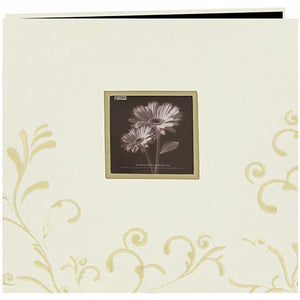 Ivory Embroidered Scroll Fabric Scrapbook MB-10CESW