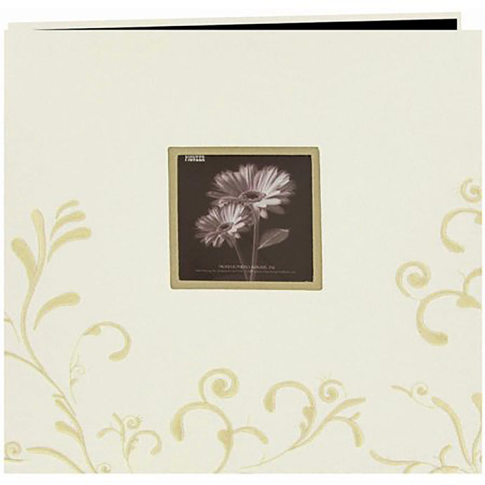 Ivory Embroidered Scroll Fabric Scrapbook MB-10CESW