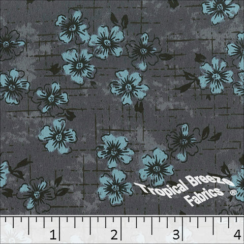 medium blue, Koshibo Floral Print Polyester Fabric 048517