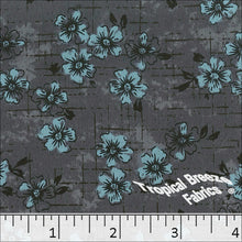 medium blue, Koshibo Floral Print Polyester Fabric 048517