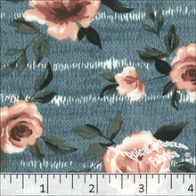 medium blue, Koshibo Large Floral Print Polyester Fabric 04852