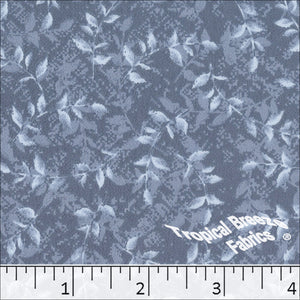 Medium Blue, Koshibo Leaf Print Polyester Fabric 048511