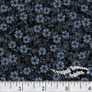 Standard Weave Floral Poly Cotton Fabric 6010 medium blue
