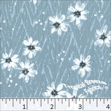 medium blue, Yoryu Floral Print Polyester Fabric 048519