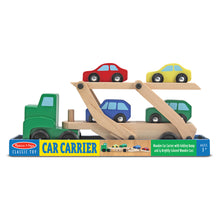 Wooden car carrier toy in package