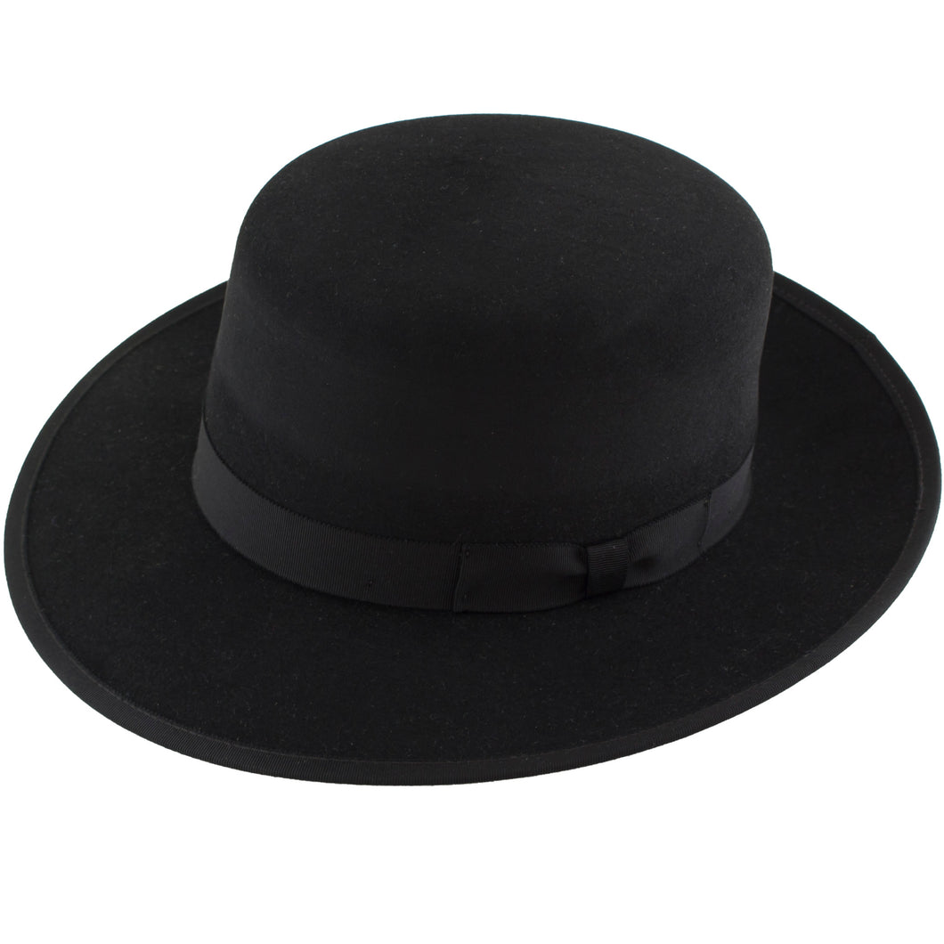 Wide brim black hat