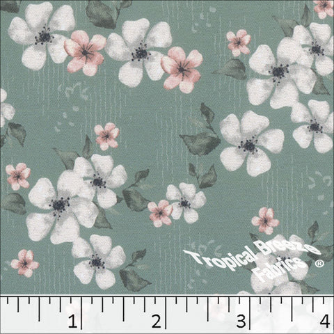 mint, Dream Crepe Floral Print Polyester Fabric 042522