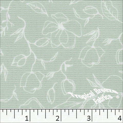 mint, Poly Rayon Floral Print Fabric 04450