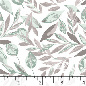 Standard Weave Leaf Print Poly Cotton Fabric 6084 mint
