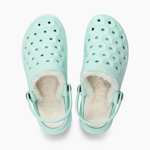 Joybees women's Varsity Lined Clog in mint & natural