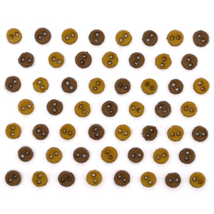 Mini round brown buttons.