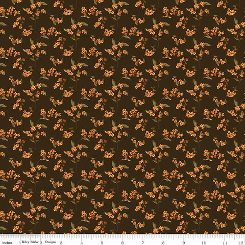 mocha, Bountiful Collection Pumpkins Cotton Fabric C17864