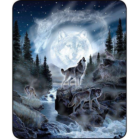 Moon wolf blanket