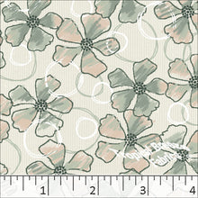 Poly Cotton Chalk Flower Print Fabric 5758 Moss