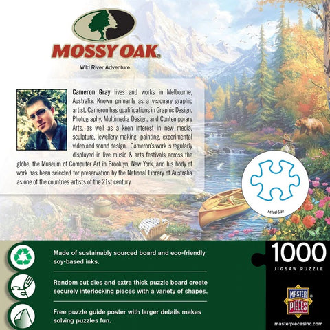 MOSSY OAK PUZZLE-WILD RIVER ADVENTURE 1000 Piece Puzzle 72574 Back of box