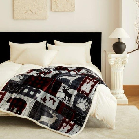 Virah Bella Mountain Trails sherpa throw on bed