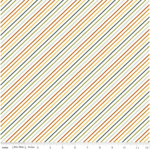 multicolors, Happy Fall Days Collection Stripes Cotton Fabric C16346