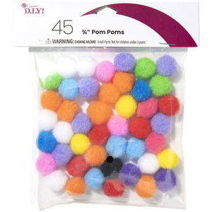 Small Fuzzy Craft Pom Poms, Primary Colors, 1-1/4-Inch, 40-Piece