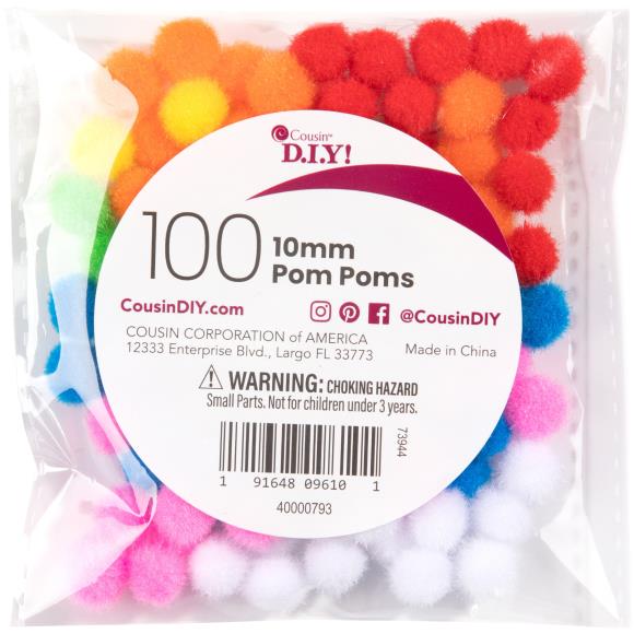  Cousin DIY Red 1/2 inch Poms, 100 Pack : Arts, Crafts & Sewing