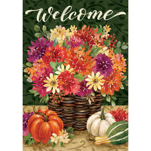 Fall & Winter Garden Flags mums basket