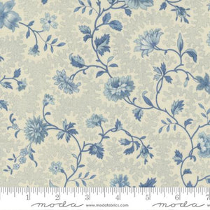 Bleu de France Collection Small Floral Cotton Fabric Natural