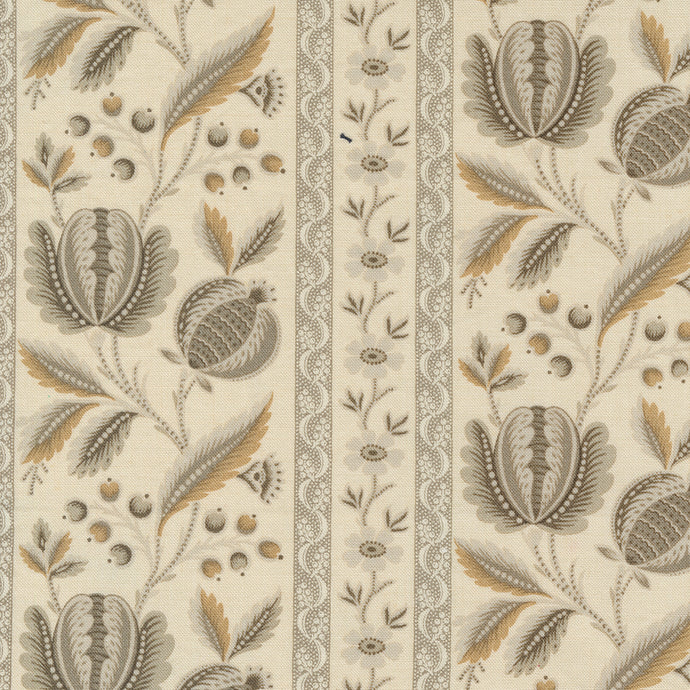 Chateau De Chantilly Collection Picardy Floral Stripes Cotton Fabric 13940 natural
