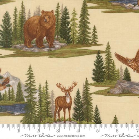 natural, Northwoods Collection Landscape and Nature Cotton Fabric 56190