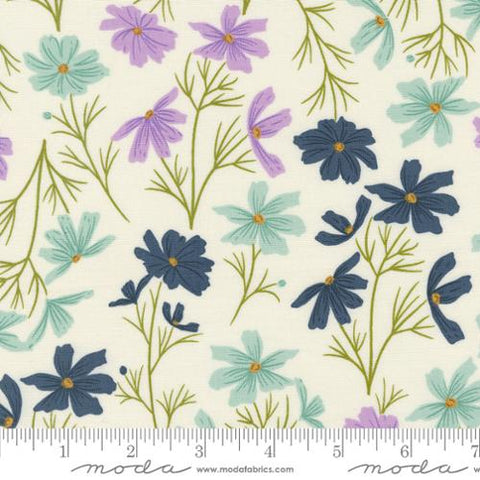 Natural, Sea Glass Summer Collection Cosmo Florals Cotton Fabric 43180