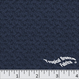 Koshibo Dainty Leaf Polyester Dress Fabric Navy