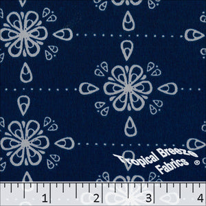 Stretch Crepe Raindrop Print Polyester Fabric Navy