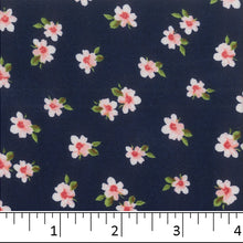 blue, Double Brushed Floral Print Fabric S121