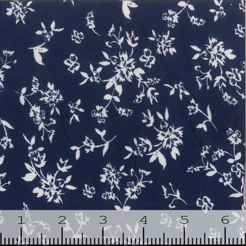 White Floral Print Knit Fabric GS400