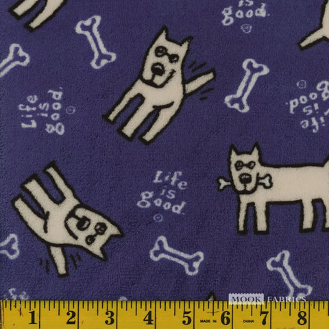 navy, Dog Printed Fleece Flannel 1379