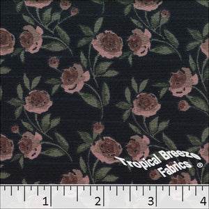 Honeybee Knit Floral Print Fabric navy