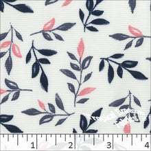 Leafy Print Poly Knit Fabric navy