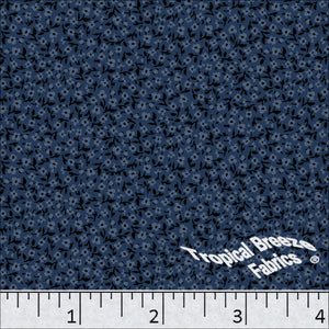 Small Floral Print Poly Cotton Dress Fabric Navy